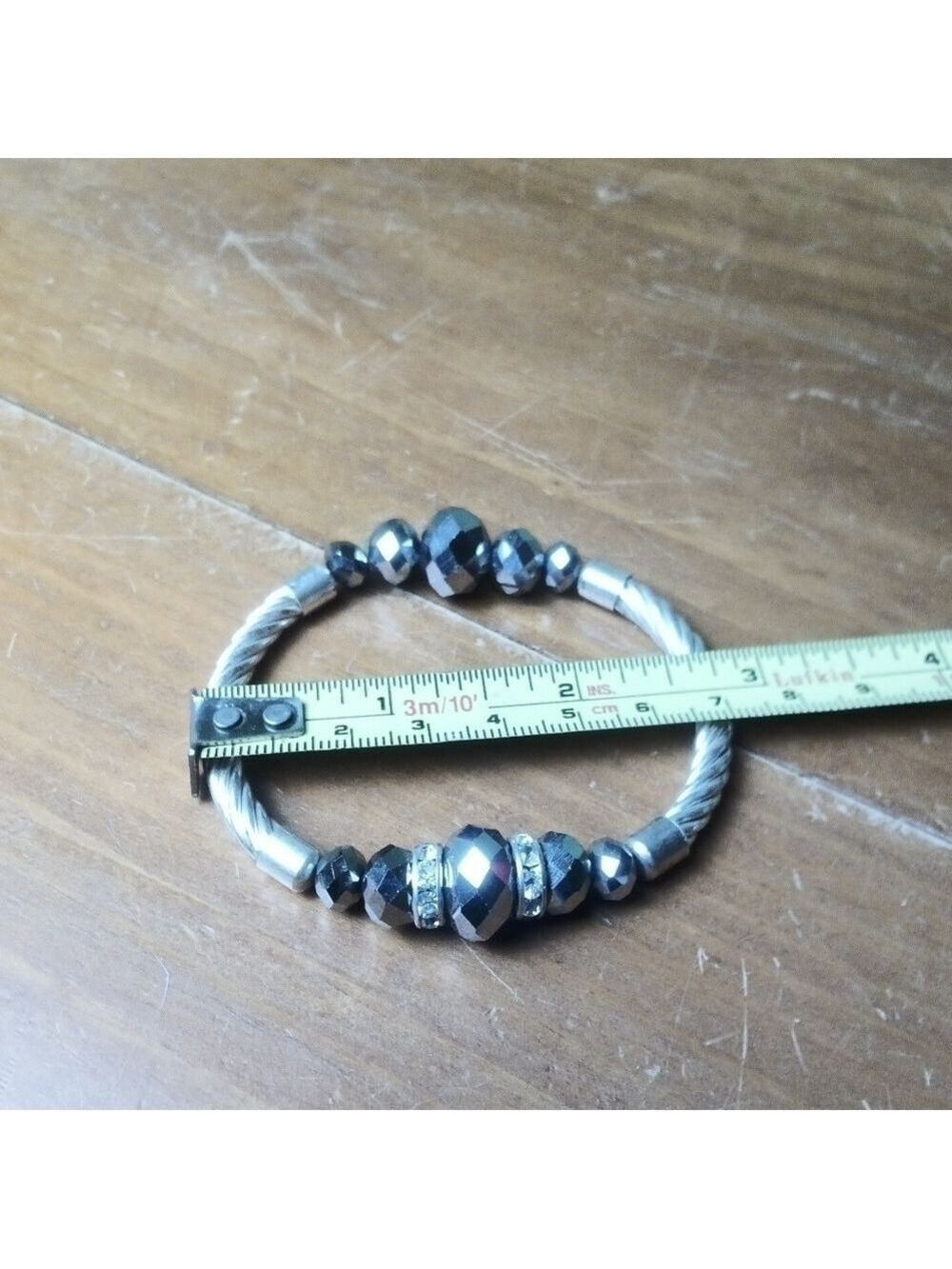 Silver Rope Pattern Stretchy Bracelet - Picture 3 of 3